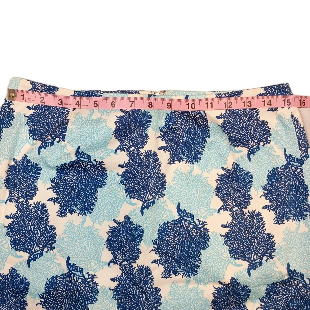Vineyard Vines Skirt Womens 4 Blue All Over Print‎ Coral Casual Beach Preppy - Picture 5 of 8